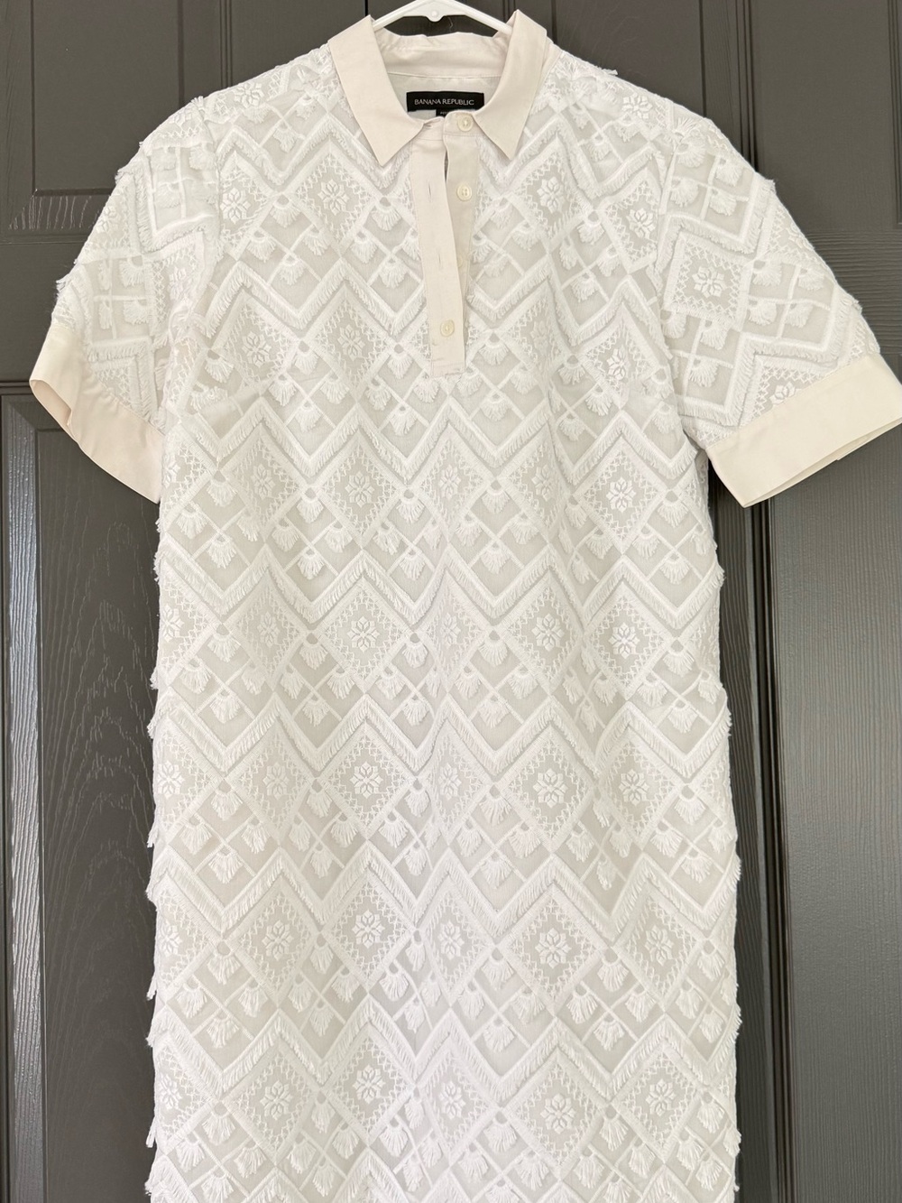 Banana Republic White Lace Shirt Dress